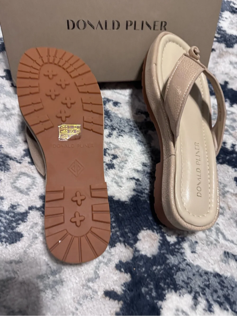 Donald J. Pliner Taupe Crisscross Thong Sandals